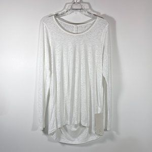 Lululemon Low Key LS White Long Sleeve Top Women Size 12